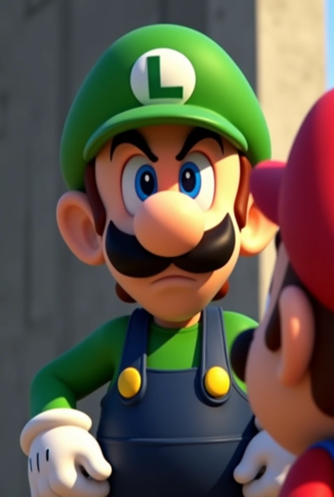 Luigi speaking "I HATE YOU" pro Mario (and above the image the Pixar and Disney logos)