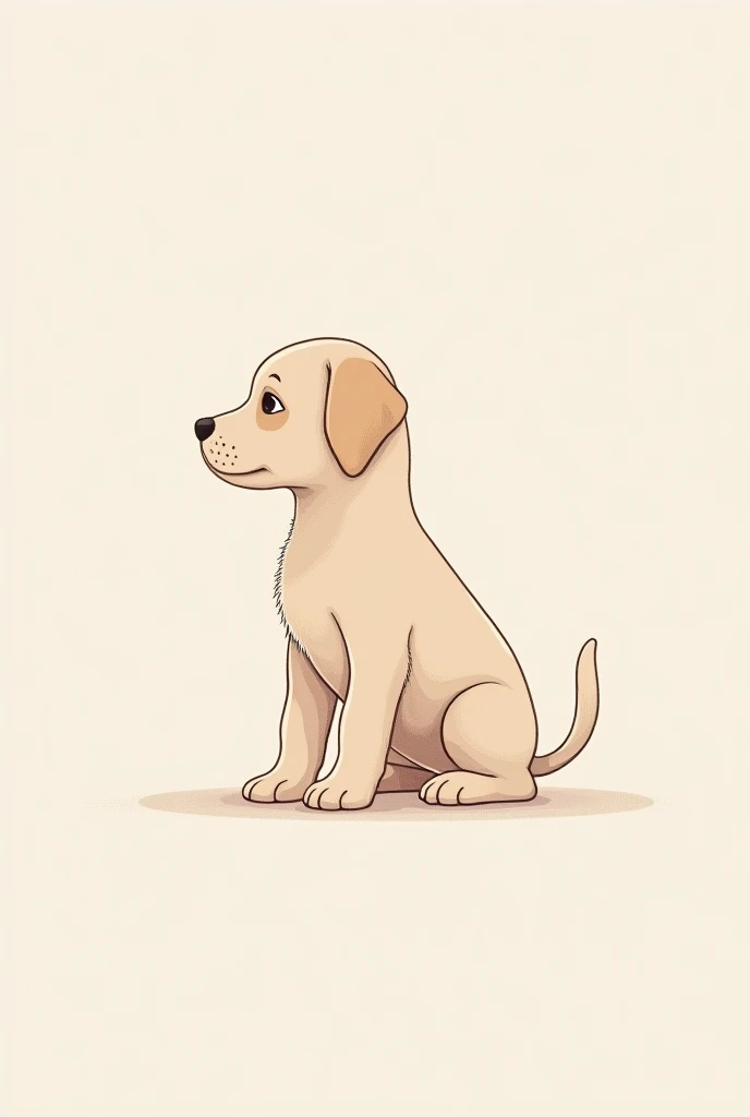 Print of a t-shirt with a silhouette of a puppy without a scratch,in pastel tones, in minimalist line art style