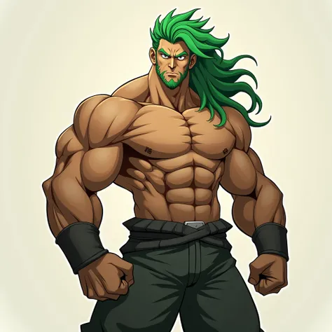 A strong man with green hair