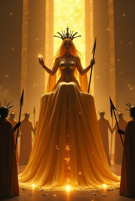 A Queen bee thrones over her combs, served, protected and purveyed by her private swarm of pollen owned adulators. Aspotlight on the queen who wears a black crown through which her golden hair flows in the air like honey suspended in a time snap. She sits ...