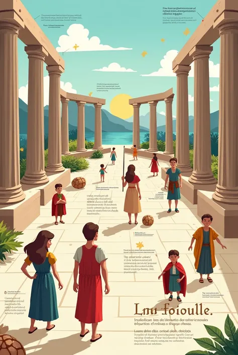 Infographic on the legacy of Greece for children and the text in Spanish

