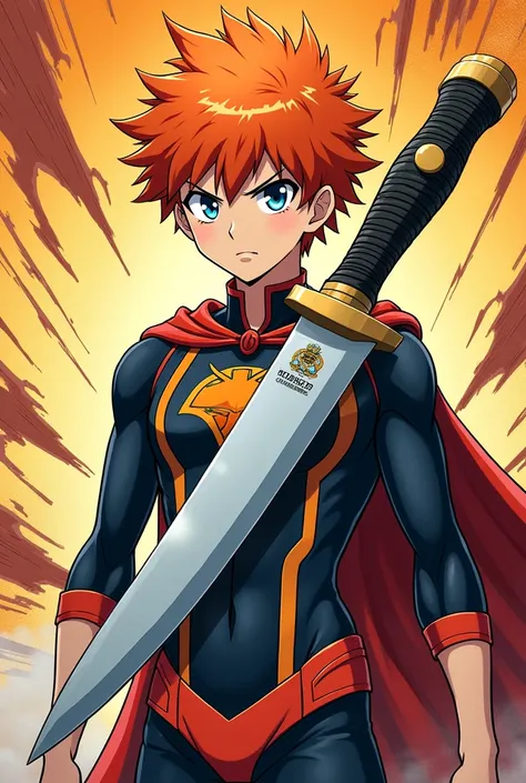 Knife in the shape of comics Hinata in a hero uniform but without a cape