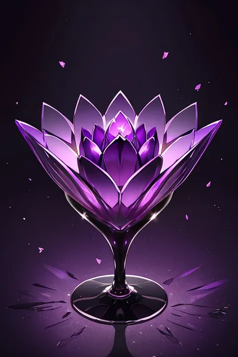 Purple tulip flower purple glass flower glass flower floating flower in the middle of the picture dark background dazzling bright purple flower a single crystal flower small crystal shards purple crystal flower glass flower purple flower 