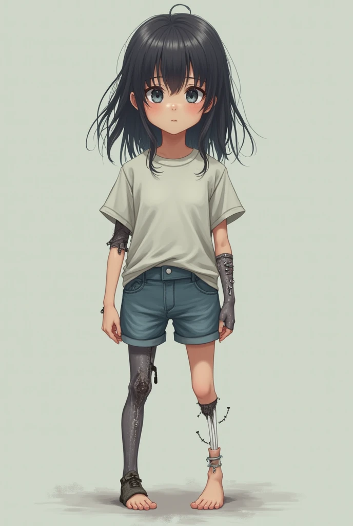 Anime girl with no legs and missing a arm