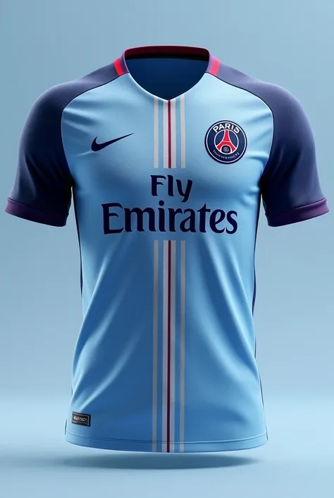 Make an image of a PSG shirt with Man City colors