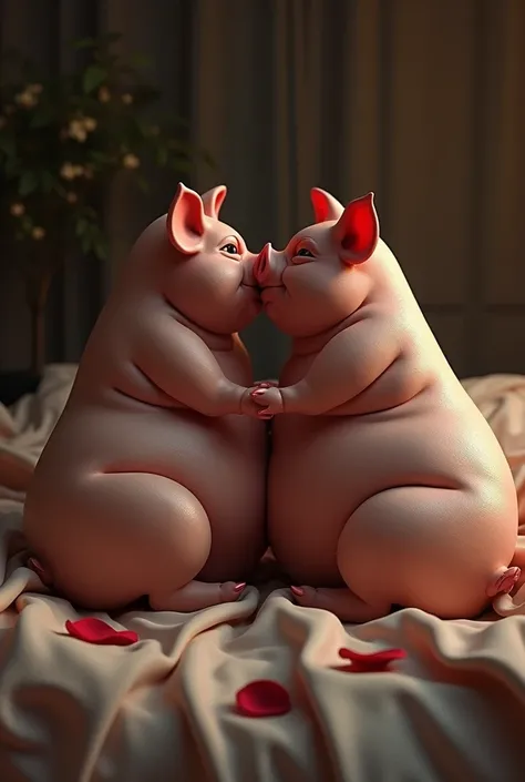 A sexy pig and a sexy pig in a bed