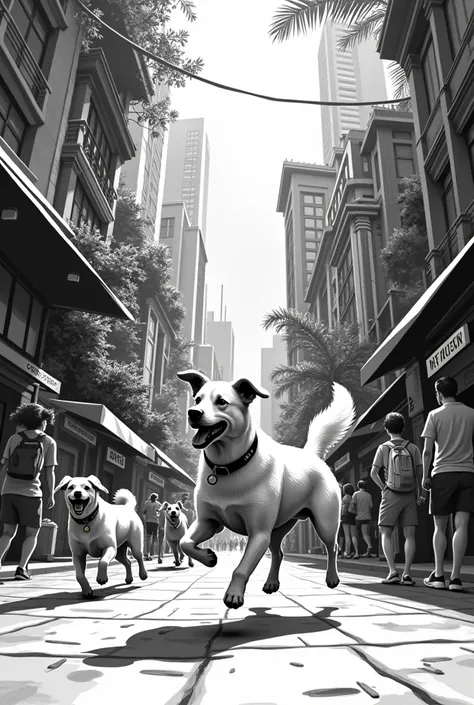 create in black and white: imagining what the city would be like. of the Amazon He saw himself running among the people, jumping on the sidewalks and playing with other dogs.