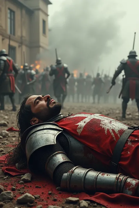 Templar man badly wounded on the battlefield