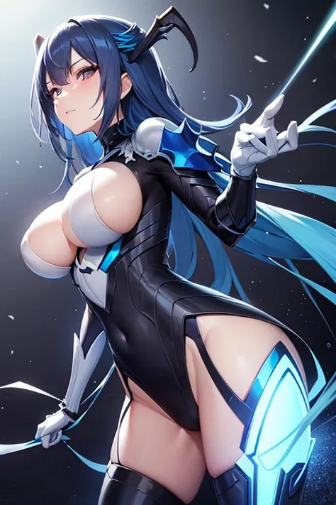 Waifu spider milf blue hair, with light armor, with spider eyes, with spider legs, High resolution, 