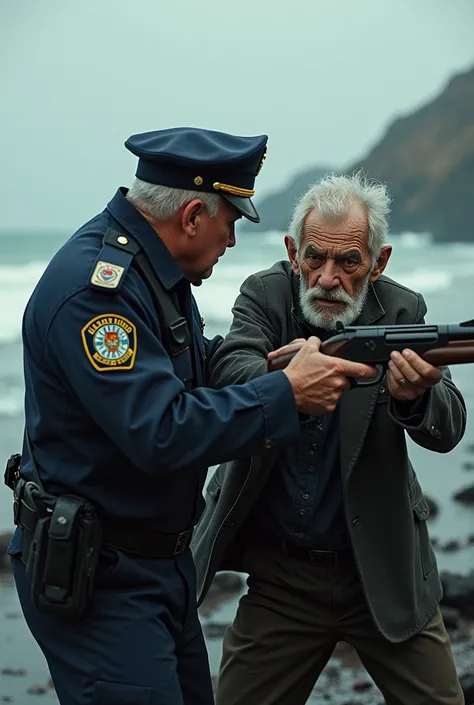 a coast guard shooting the old man with a shotgun before he shot the judge
