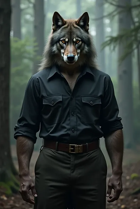 ((Adolf Hitler)), the legendary German chancellor, as a (werewolf) with a distinctive (((Hitler Moustache))), sporting a sleek ((black shirt)) that covers his muscular physique, (((full body view))) that captures the intricate details of his (wolfs) form, ...