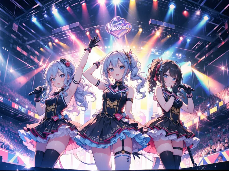 multiple girls、(((idol group)))、audience、Live venue、((Masterpiece of the highest quality:1.2))