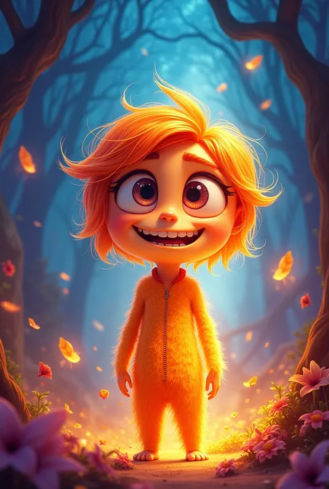 Create a character with the theme of THE MOVIE INSIDE OUT, that is, with the same ORANGE appearances with the theme of Inside Out the movie 