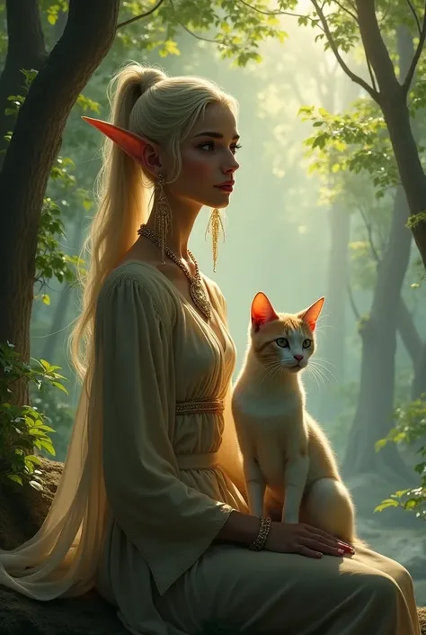 Adult elf with cat