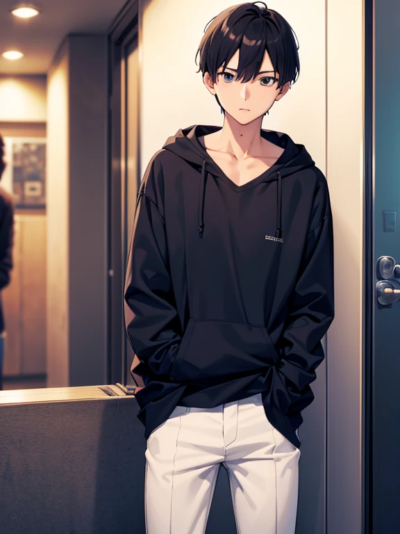 This boyは純朴で元気でかっこいい,The charm of being a teenager,(Thin eyebrows)((Cool casual clothing adjustments:1.4)),,hoodie,Chosen by Fate,clavicle,Stiff, thin limbs,Light and Dark,,Unevenness,Winner of the National High School Boys Mister Contest,(Official website...