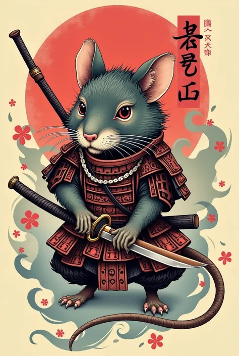 Create a samurai rat tattoo
