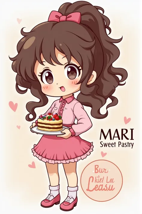 Logo Mari sweet pastry Girl curly hair Cake
