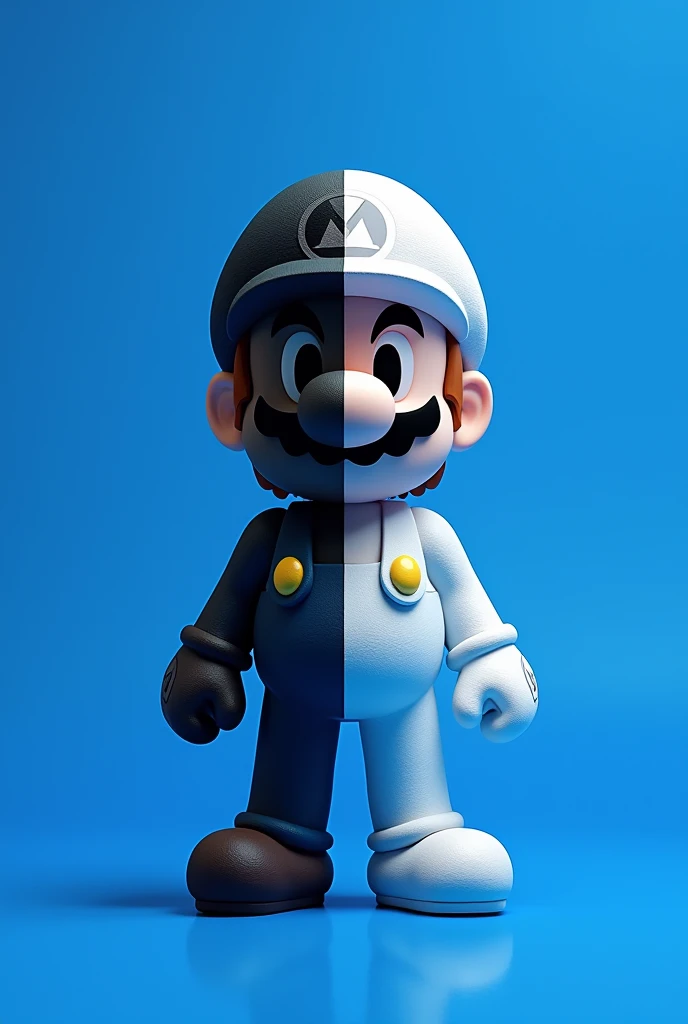 I want a minecraft character, one half black and the other white,  I want it in Mario&#39;s style , but I want the blue background 