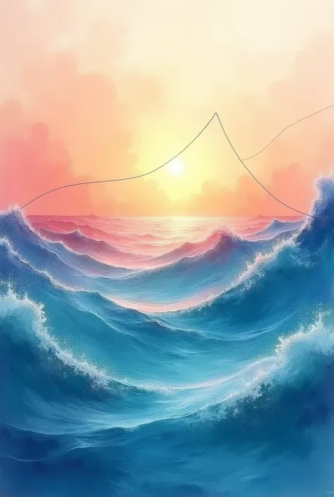 A quadratic function on an abstract bright sea background with watercolors