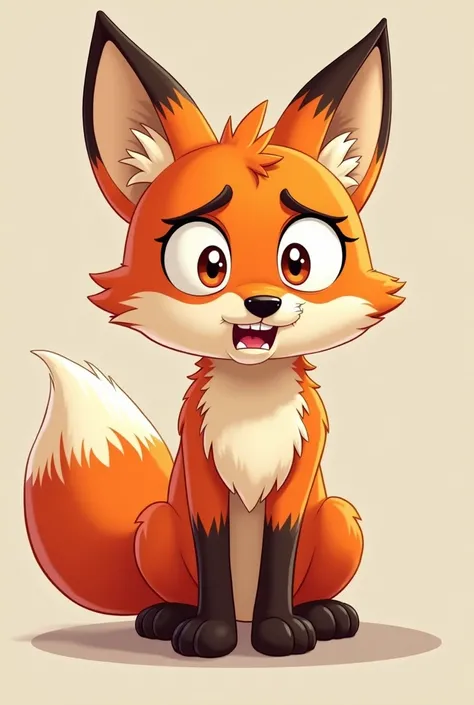 cartoon fox with afraid face