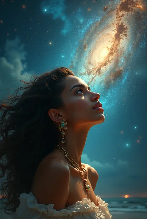 Brazilian woman admiring the universe 