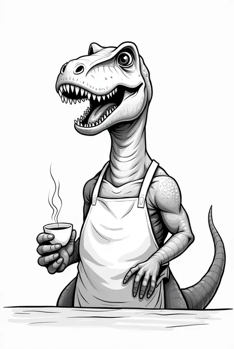 2d black and white barista dinosaur