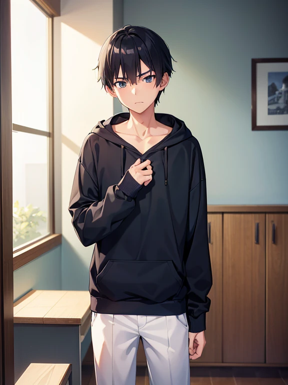 This boyは純朴で元気でかっこいい,The charm of being a teenager,(Thin eyebrows)((Cool casual clothing adjustments:1.4)),,hoodie,Chosen by Fate,clavicle,Stiff, thin limbs,Light and Dark,,Unevenness,Winner of the National High School Boys Mister Contest,(Official website...