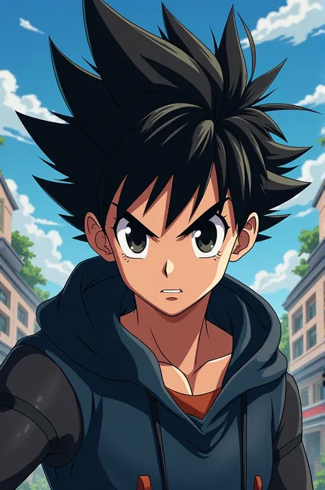 Create an image of an anime protagonist, black hair 