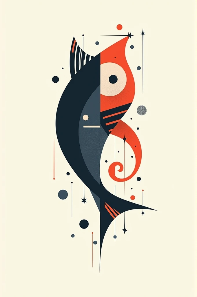 Create a fish in abstract style and make it 2d