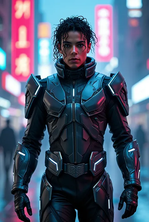 Michael Jackson in futuristic armor
