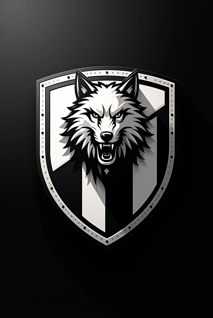 Football shield that says CLUB ATLÉTIC LIBERTAD that is black and white, have a wolf 