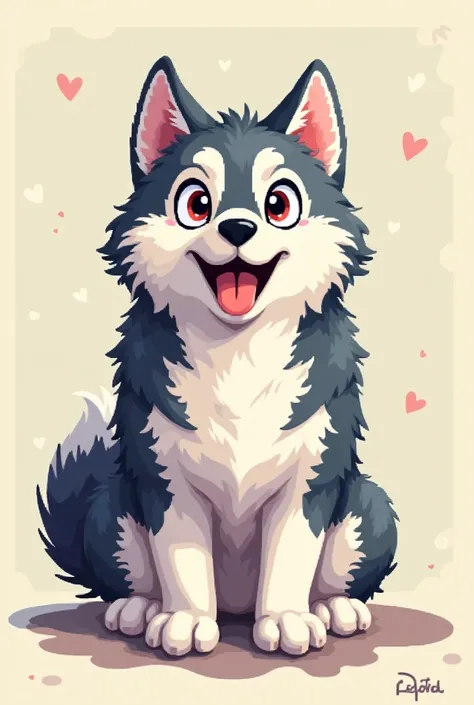 Put a picture of a happy 8-bit pixelated Siberian husky