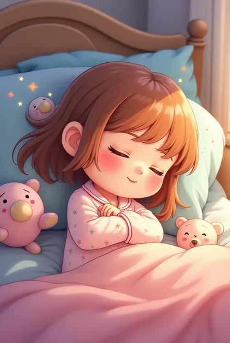 Cartoon Girl Wearing Pajamas With The Name Rossy Sleeping 