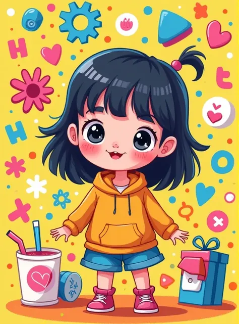 One cute girl、Trivia logos and letters、Colorful colors