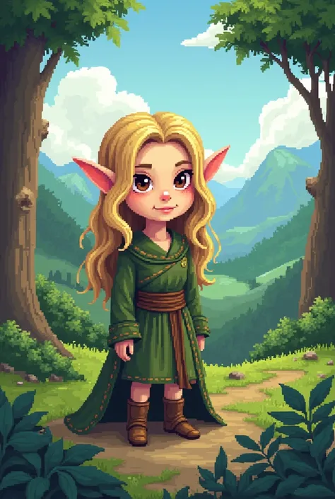 create a human based on the lord of the rings in pixel art in cartoon style in png format