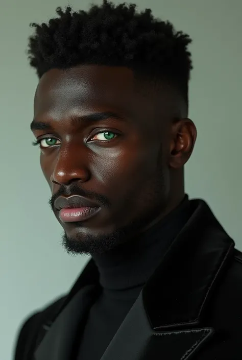 I want to create a black male character with green eyes and straight hair 