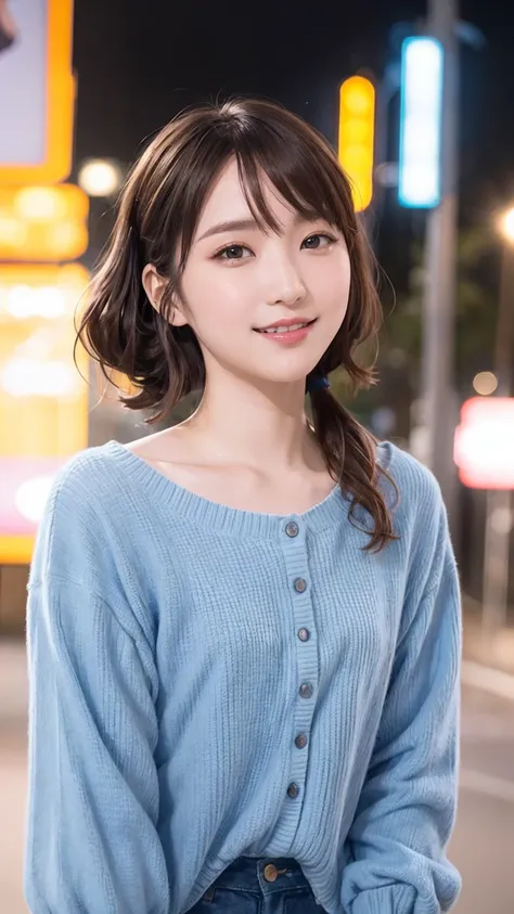 masterpiece, Best Quality, Highest quality, beautiful girl, Cute Face, 8k, Official Art, RAW Photos, When you go out in the city during the hot season, please wear cool clothes., Twin tails, Short Hair, Teen, Face Light, Film Grain, chromatic aberration, S...