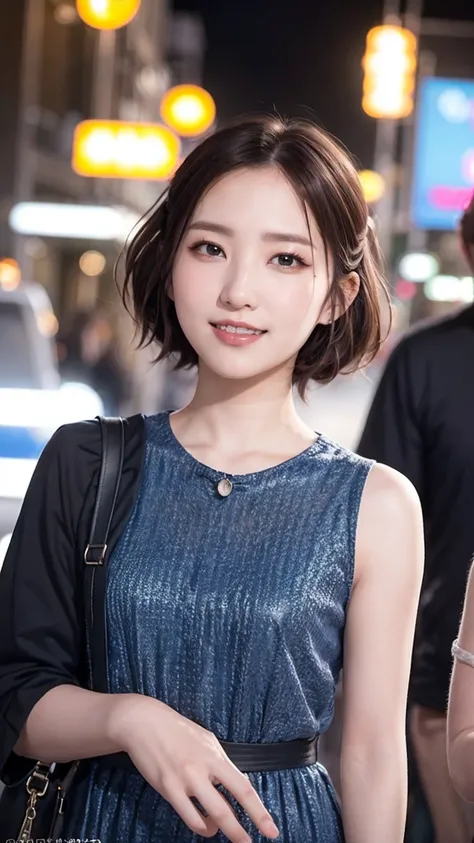 masterpiece, Best Quality, Highest quality, beautiful girl, Cute Face, 8k, Official Art, RAW Photos, When you go out in the city during the hot season, please wear cool clothes., Twin tails, Short Hair, Teen, Face Light, Film Grain, chromatic aberration, S...