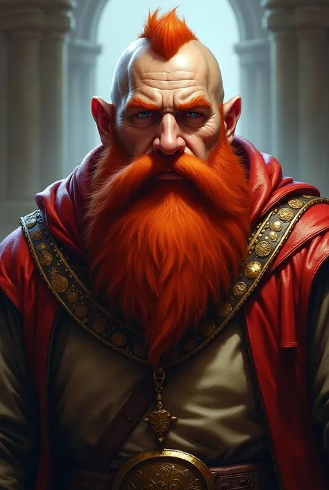 A bearded dwarf of the red cleric beard and small red hair