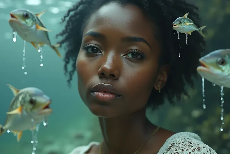  Cute Black woman, crying fish 