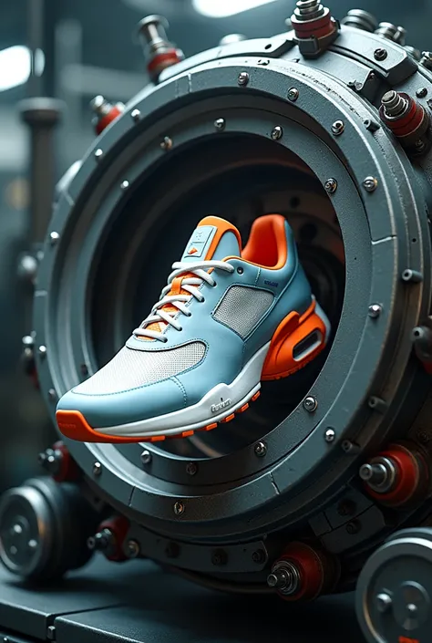 Place a sneaker inside the machine in the current image