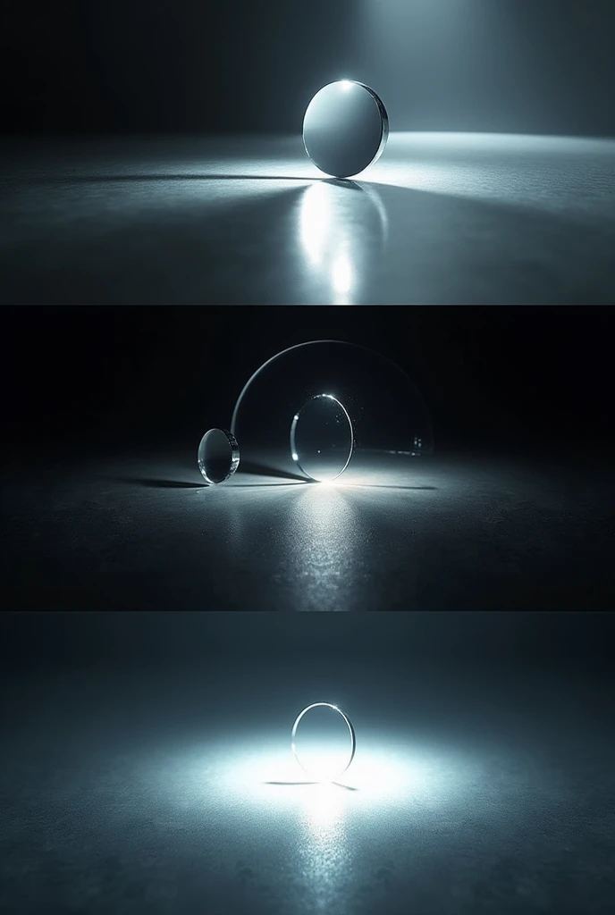 Visual examples of how light interacts with different surfaces (mirror, dark cloth, diffuser).