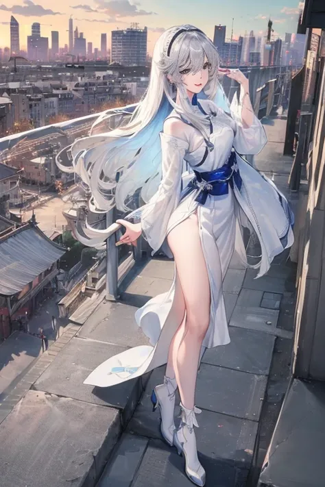 Official Art,masterpiece, Clear focus, (Beautiful, gorgeous and lovely Korean woman:1.3), (Beautiful and cute Korean:1.3), Korean beauty, Exquisite and beautiful hair、Eyes and face, Practical, Extremely detailed, beautiful girl, Blue sky, Glowing white par...