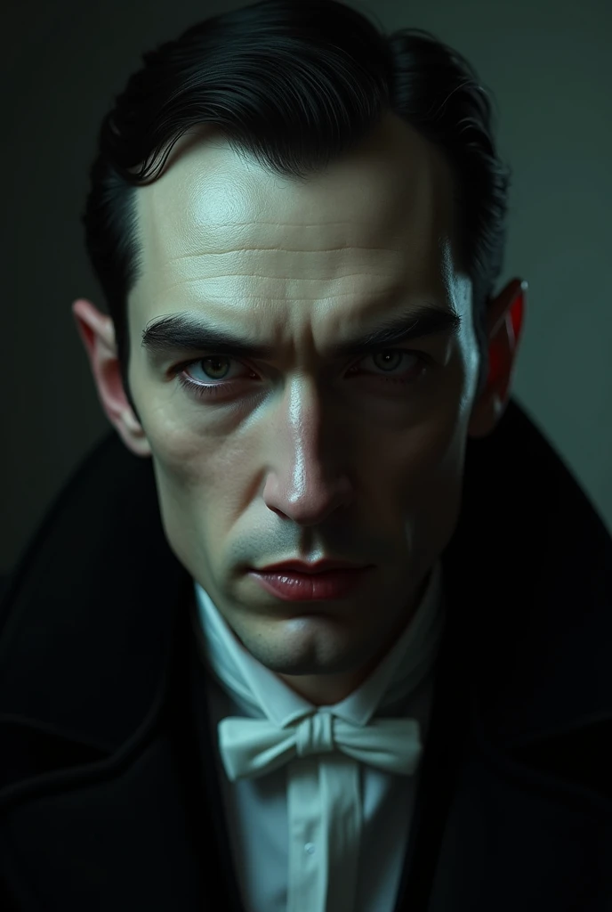 handsome Dracula&#39;s front face, from the work of Bram Stoker



