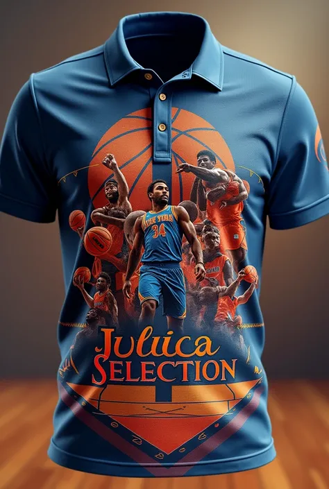 Create polo shirts to embroider with an epic basketball theme, that says juliaca selection 