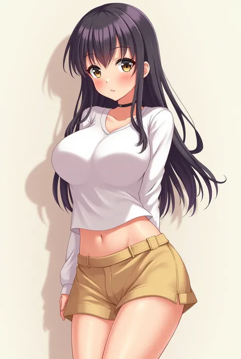 Anime of a teenager with a short skirt and bigger big breasts

