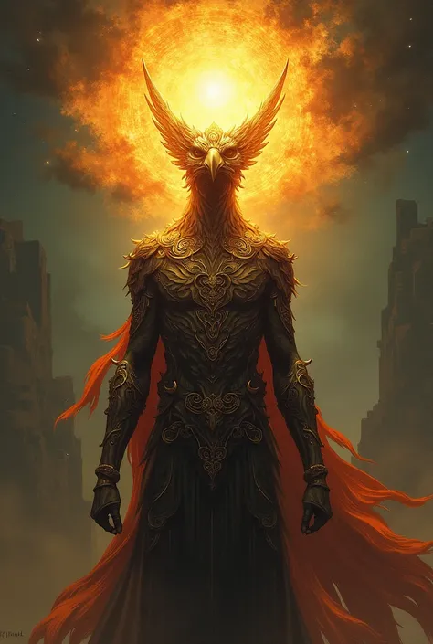 He is represented with the sun or with the head of a bird of prey in place of his own head.