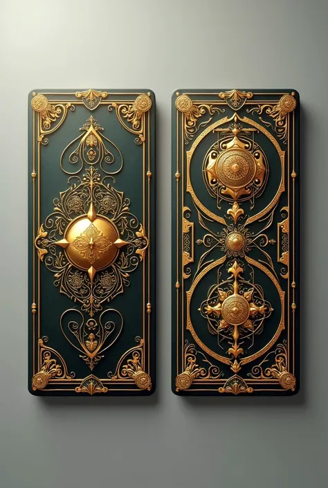 Two shiny tarot cards arranged equally