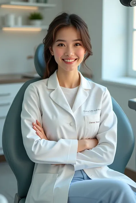 Cute Dentist female in dentist Chair