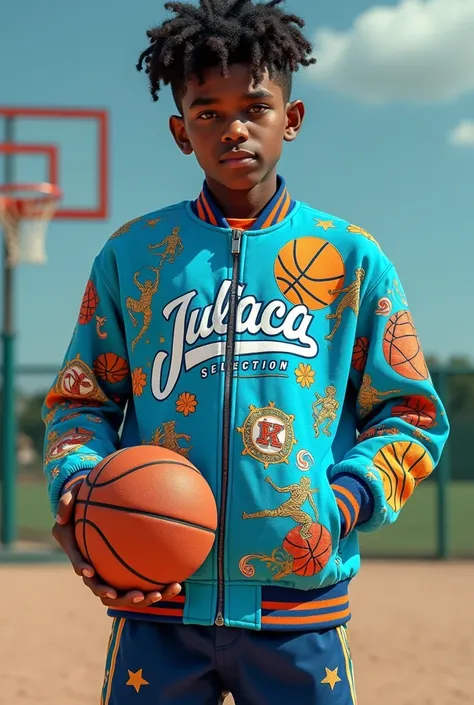 Create embroidered jackets with epic basketball themes for under 17s, that says Juliaca selection but for Celetes and white girls